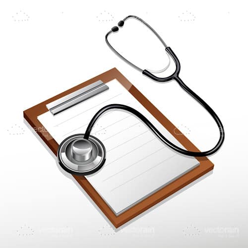 3D Stethoscope and Doctors Notepad